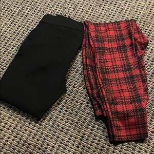 SPANX Black and Red Plaid Leggings Set